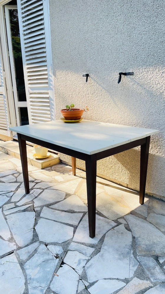 Image 1 of Vintage boeren tafel met eiken poten