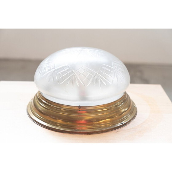 Image 1 of Vintage aluminium en glazen plafondlamp, Duitsland 1979