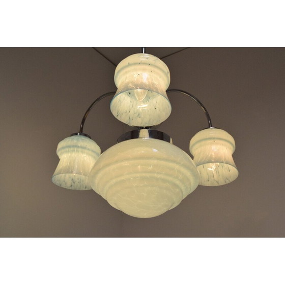 Image 1 of Vintage art deco chromen kroonluchter, Tsjechië 1930