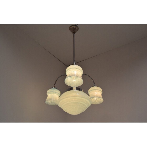 Image 1 of Vintage art deco chromen kroonluchter, Tsjechië 1930