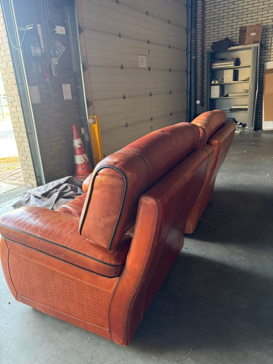 Image 1 of 2x Vintage Leren Fauteuils