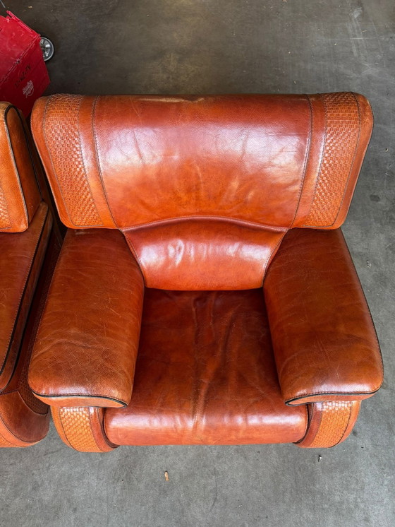 Image 1 of 2x Vintage Leren Fauteuils