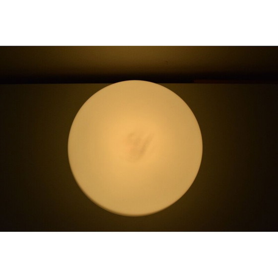 Image 1 of Vintage art deco plafondlamp in chroom en melkglas, Tsjecho-Slowakije 1930