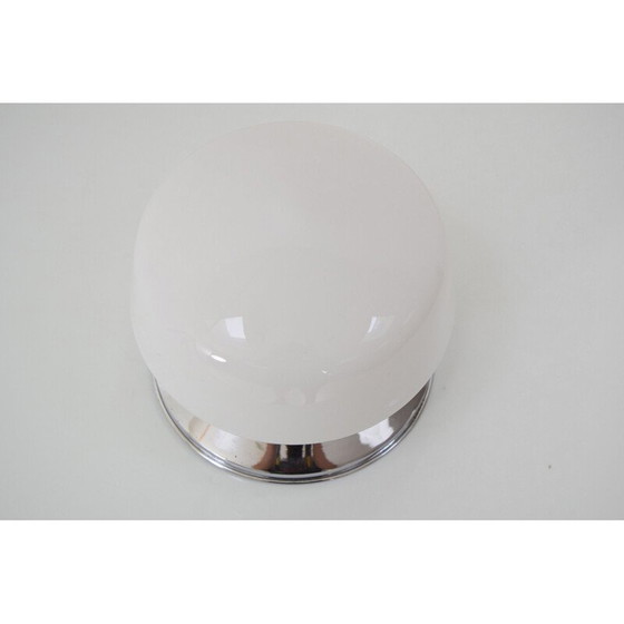 Image 1 of Vintage art deco plafondlamp in chroom en melkglas, Tsjecho-Slowakije 1930
