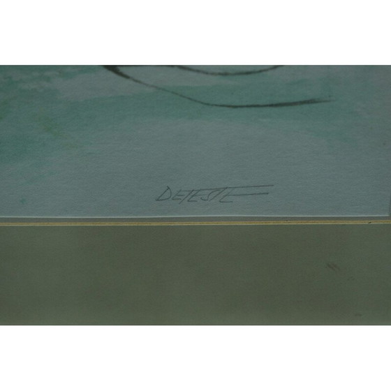 Image 1 of Ingelijste vintage litho van Stig Deteste, Zweden 1990