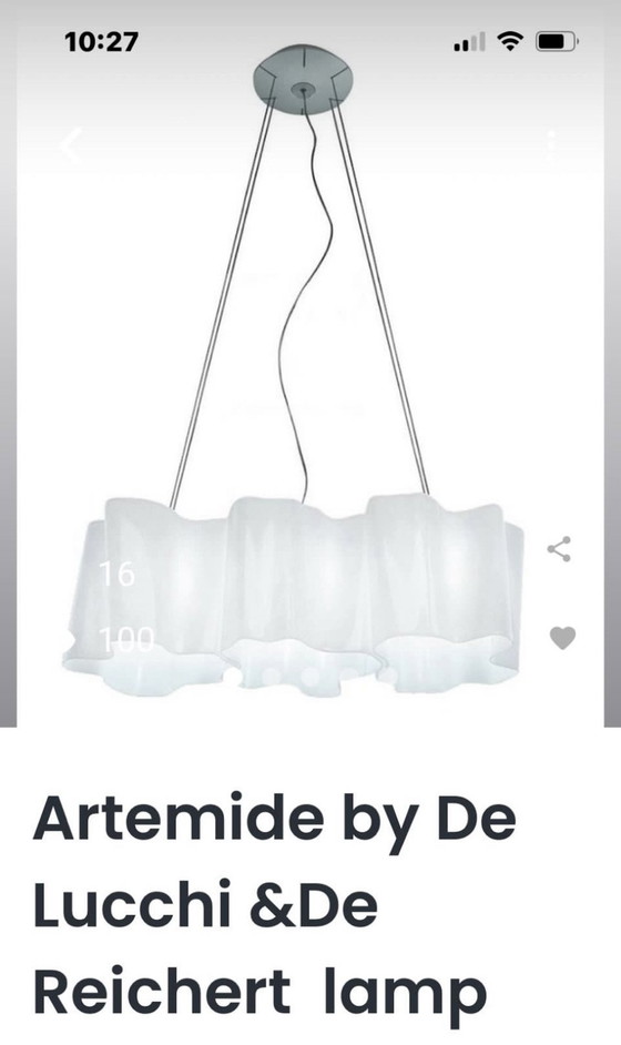 Image 1 of Artemide Hanglamp . Ontworpen De De Luccien Reichert . 3 Mondgeblazen Kappen.