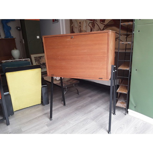 Vintage secretaire in essenhout van Pierre guariche, 1950