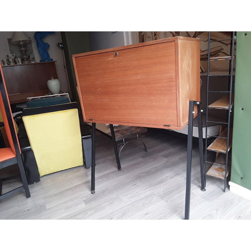 Vintage secretaire in essenhout van Pierre guariche, 1950