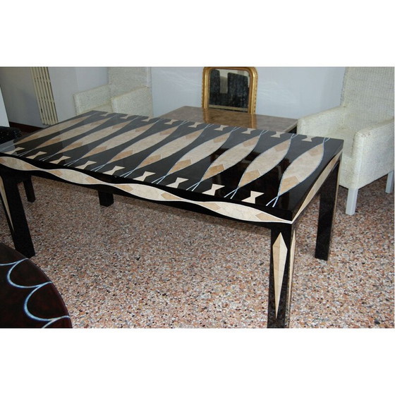 Image 1 of Rechthoekige vintage eettafel in gelakt hout, Italië 1970