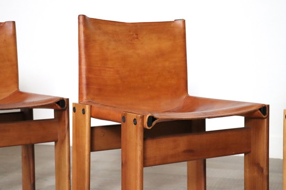 Image 1 of Set van 6 Monnik Eetkamerstoelen Door Afra en Tobia Scarpa Voor Molteni Italië 1974