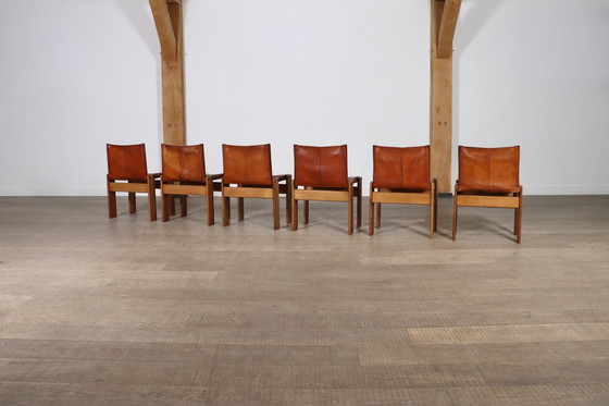 Image 1 of Set van 6 Monnik Eetkamerstoelen Door Afra en Tobia Scarpa Voor Molteni Italië 1974