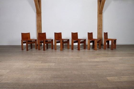 Image 1 of Set van 6 Monnik Eetkamerstoelen Door Afra en Tobia Scarpa Voor Molteni Italië 1974