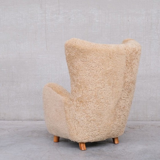 Image 1 of Mid-eeuwse Deense Shearling Teddybeer fauteuil van Mogens Lassen, 1960