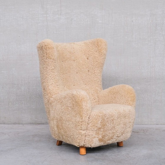 Image 1 of Mid-eeuwse Deense Shearling Teddybeer fauteuil van Mogens Lassen, 1960