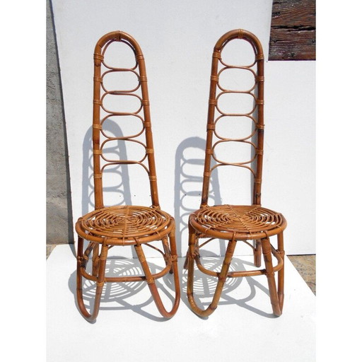 2x vintage rotan stoelen