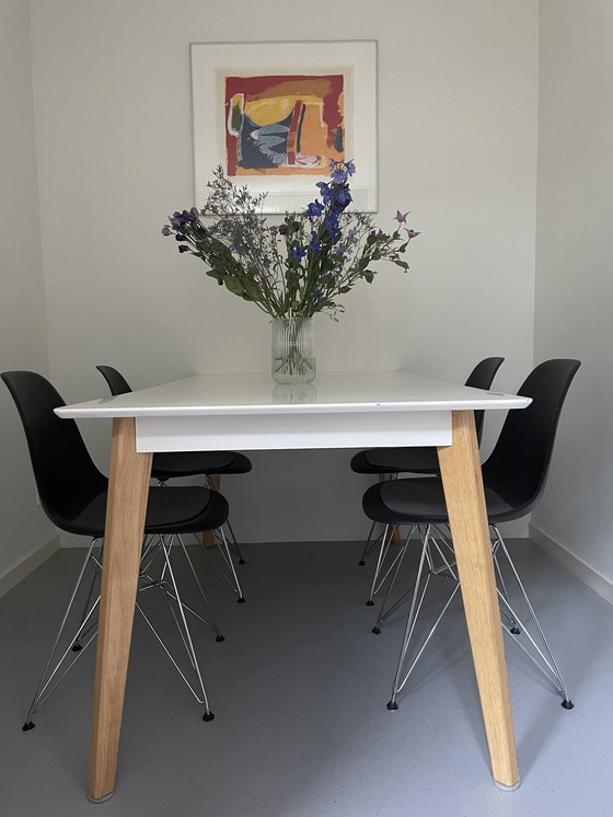 Image 1 of 4X Vitra Eames Dsr Stoelen Met Verchroomd Onderstel, Antraciet