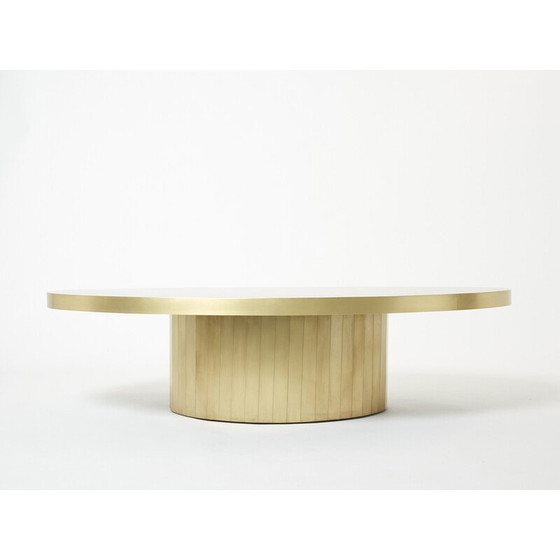 Image 1 of Vintage ovale salontafel in geoxideerd messing van Isabelle en Richard Faure voor Maison Honoré, 1970