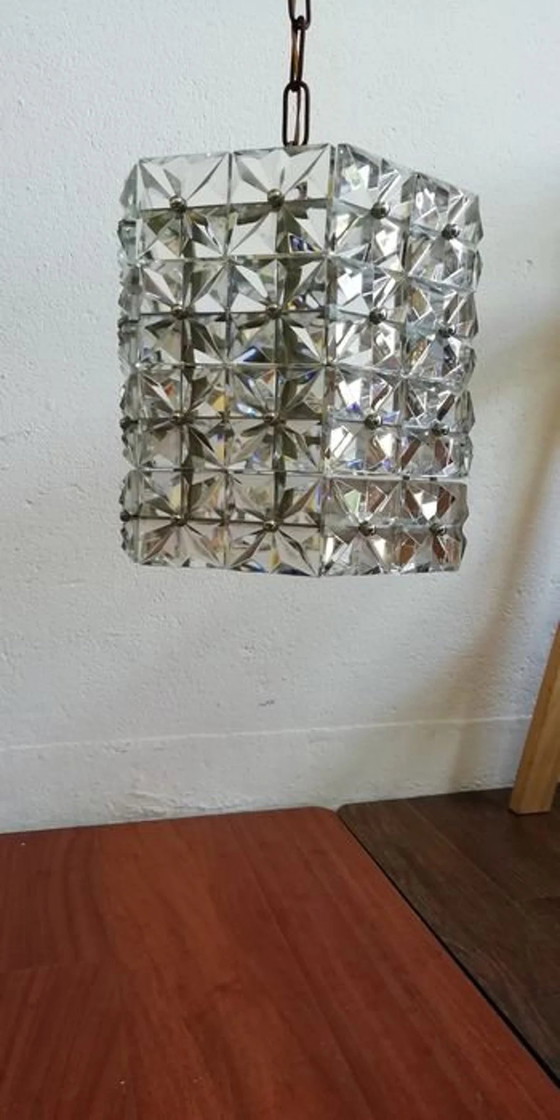 Image 1 of Plafond hanglamp, Kinkeldey, Mid Century Modern, Art Deco, Kristal, Chroom, Vintage