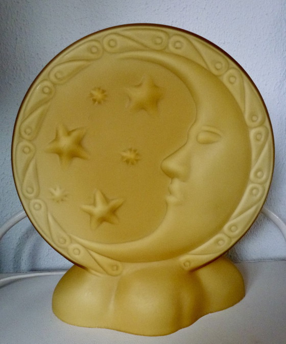 Image 1 of Vintage Glazen Tafellamp "Halve Maan" Voor In De Kinderkamer (?)