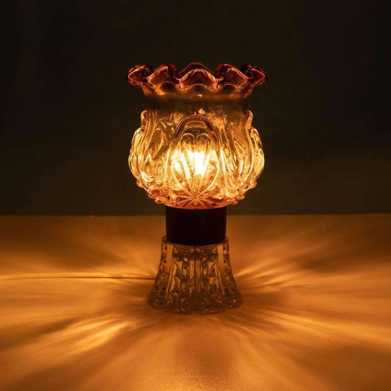 Image 1 of Vintage schemerlamp Zweeds gekleurd glas, glass table lamp