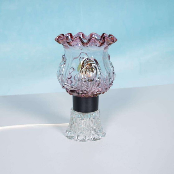 Image 1 of Vintage schemerlamp Zweeds gekleurd glas, glass table lamp