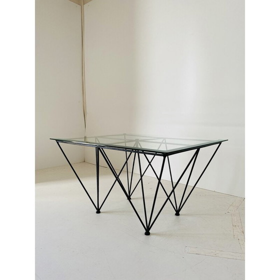 Image 1 of Vintage glazen industriële salontafel, Italië 1970