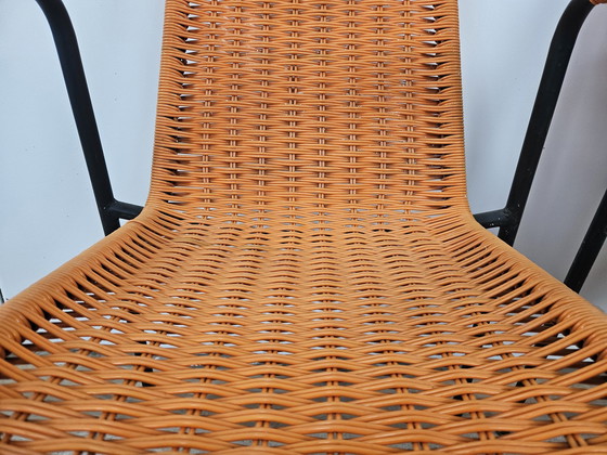 Image 1 of Bierstoelen 1960S van ijzer en oranje geweven plastic