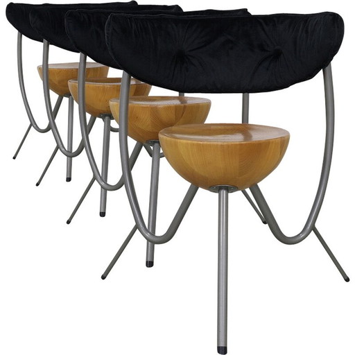 Set van 4 vintage postmoderne eetkamerstoelen van Rob Eckhardt, jaren 1980