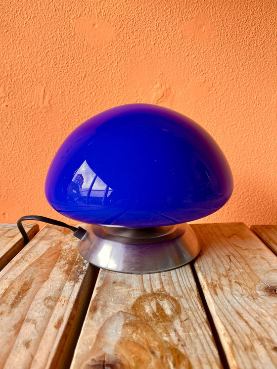 Image 1 of Linhai Junis kobaltblauwe mushroom touch lamp tafellampje