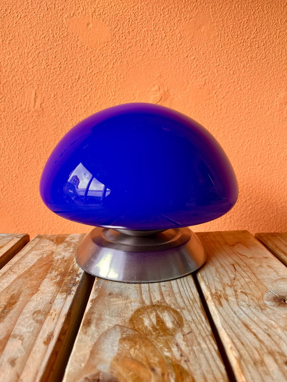 Image 1 of Linhai Junis kobaltblauwe mushroom touch lamp tafellampje