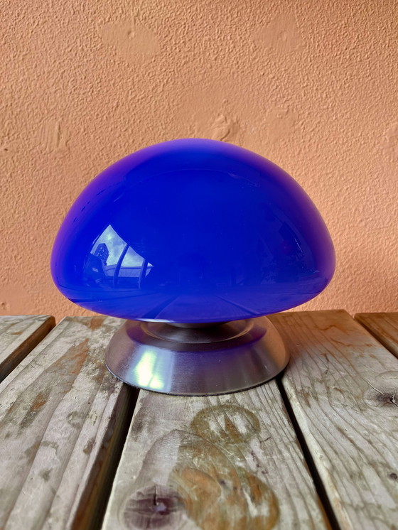 Image 1 of Linhai Junis kobaltblauwe mushroom touch lamp tafellampje