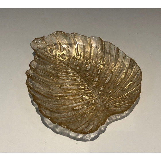 Image 1 of Vintage Murano kristallen eiken bladvormige zakorganizer, Italië 1970