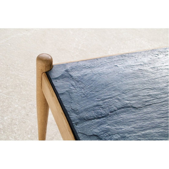 Image 1 of Scandinavische vintage salontafel van eikenhout en leisteen, 1960