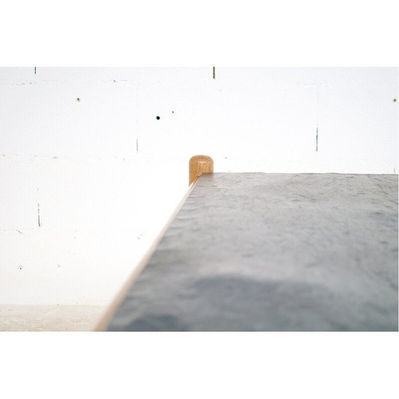 Image 1 of Scandinavische vintage salontafel van eikenhout en leisteen, 1960