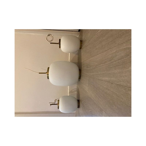 Image 1 of Set van 3 vintage hanglampen van Bent Karbly voor Lyfa, Denemarken 1950