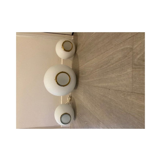 Image 1 of Set van 3 vintage hanglampen van Bent Karbly voor Lyfa, Denemarken 1950