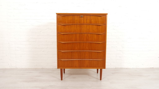 Vintage Deense Ladekast | Teak | 6 Lades | 105 Cm