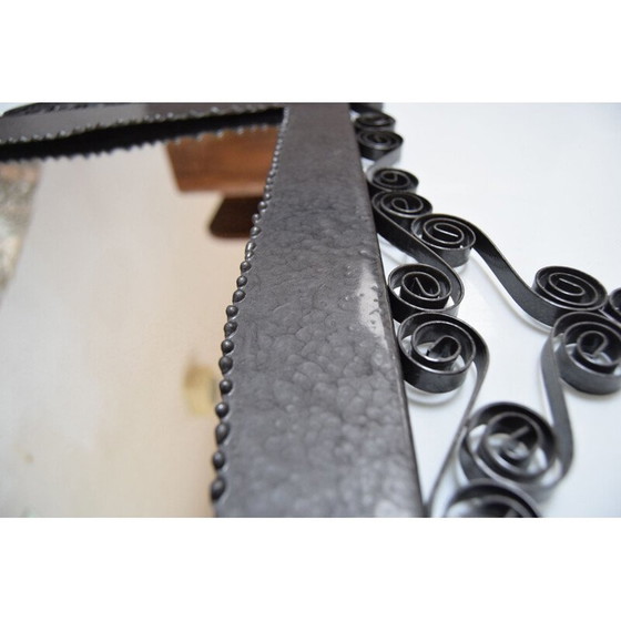 Image 1 of Vintage glazen en metalen wandspiegel, Tsjecho-Slowakije 1960