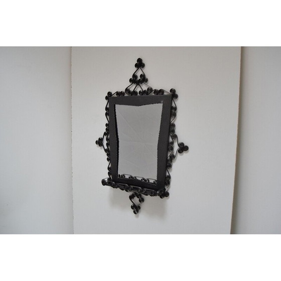 Image 1 of Vintage glazen en metalen wandspiegel, Tsjecho-Slowakije 1960