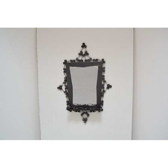 Image 1 of Vintage glazen en metalen wandspiegel, Tsjecho-Slowakije 1960