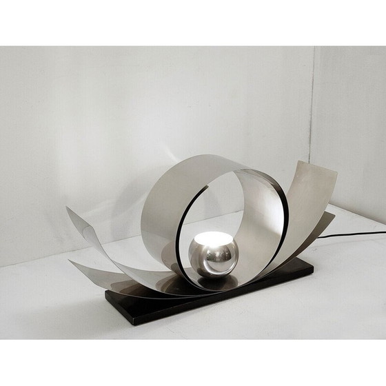 Image 1 of Vintage bureaulamp van metaal en hout, Italië 1970