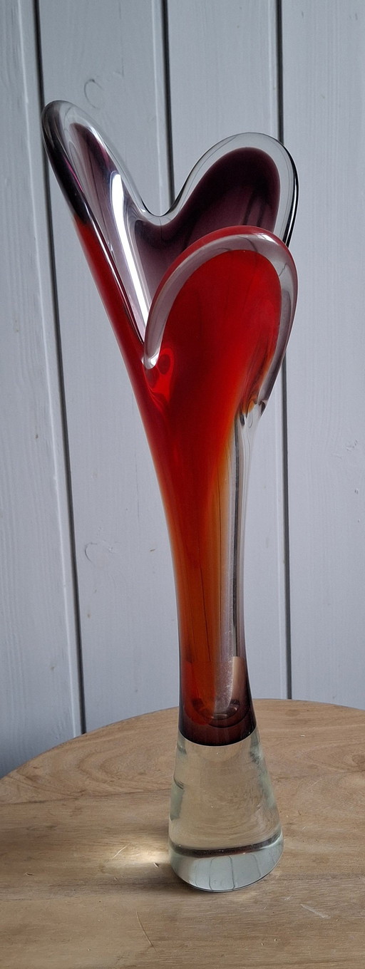 Zwaaivaas Murano Robijnrood Vaas Glas