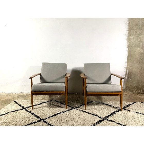 Image 1 of Paar vintage fauteuils in gelakt beukenhout, 1960