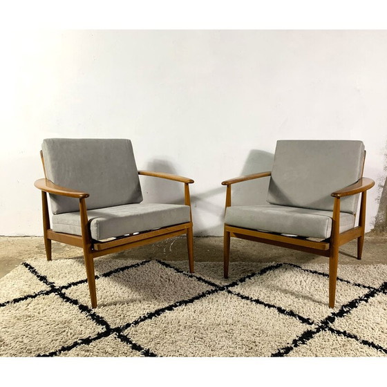 Image 1 of Paar vintage fauteuils in gelakt beukenhout, 1960
