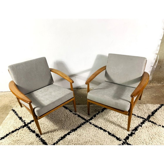 Image 1 of Paar vintage fauteuils in gelakt beukenhout, 1960