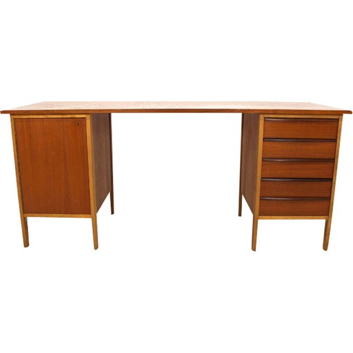 Vintage bureau van teak en beuken, Zweden 1960