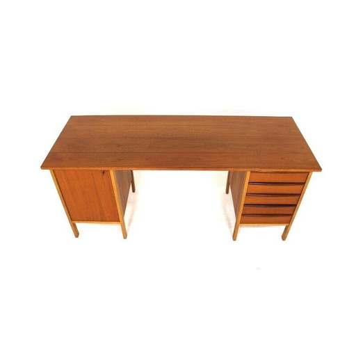 Vintage bureau van teak en beuken, Zweden 1960