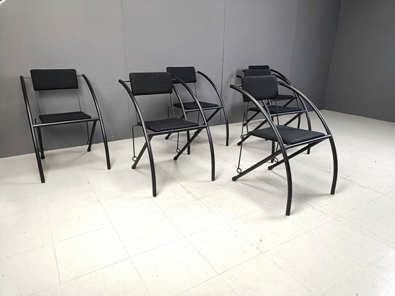 Image 1 of Set van 6 postmoderne eetkamerstoelen, 1980S