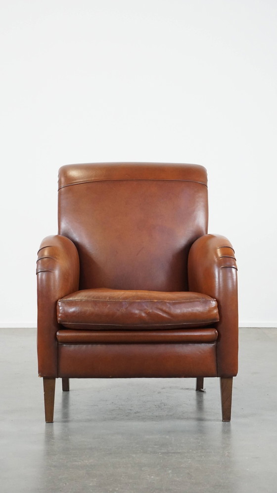 Image 1 of Cognac-Kleurige Schapenleren Armchair