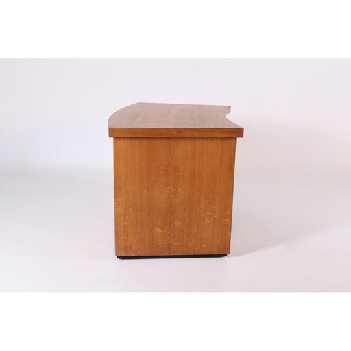 Vintage gebogen bureau in blond eiken, 1950